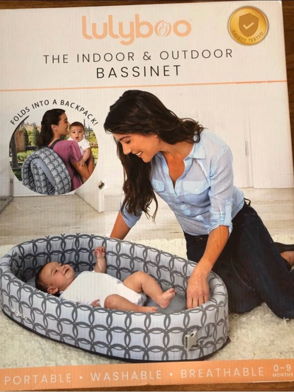 LulyBoo Portable Infant Lounger Travel Bassinet Foldable Baby Bed Like New